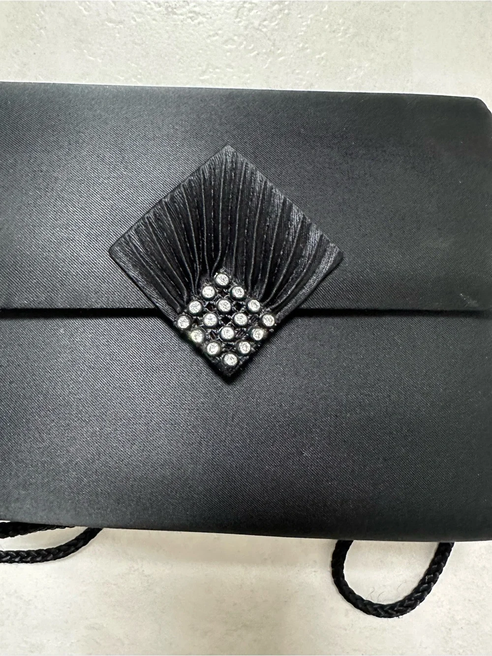 Black Evening Bag with Decorative Rhinestone